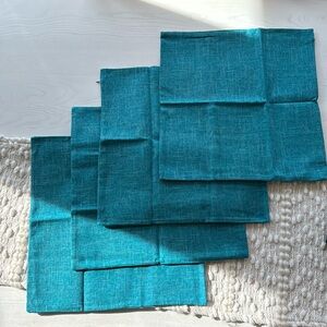 4 Square pillow covers, peacock blue, 18”x18” (new)